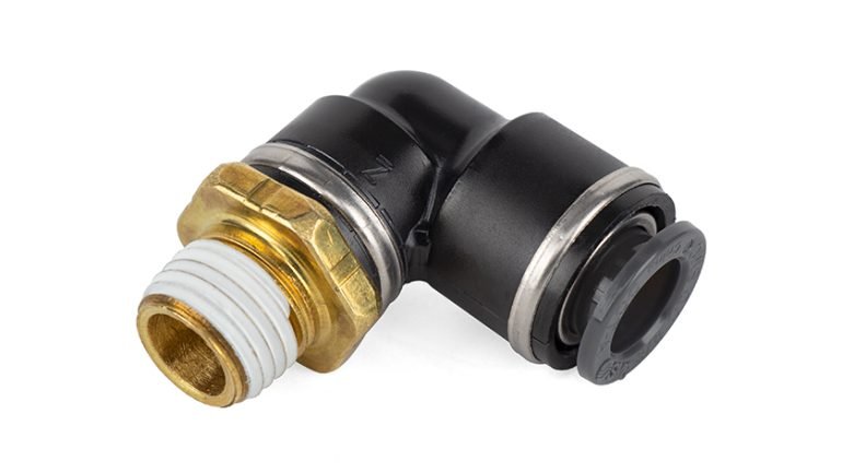 Air Lift Elbow Male – 1/4″ MNPT x 3/8″ PTC – DOT – SMC # KV2L11-35S