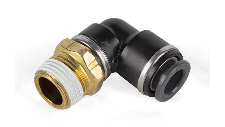 Air Lift Elbow Male – 3/8″ MNPT x 3/8″ PTC – DOT – SMC # KV2L11-36S